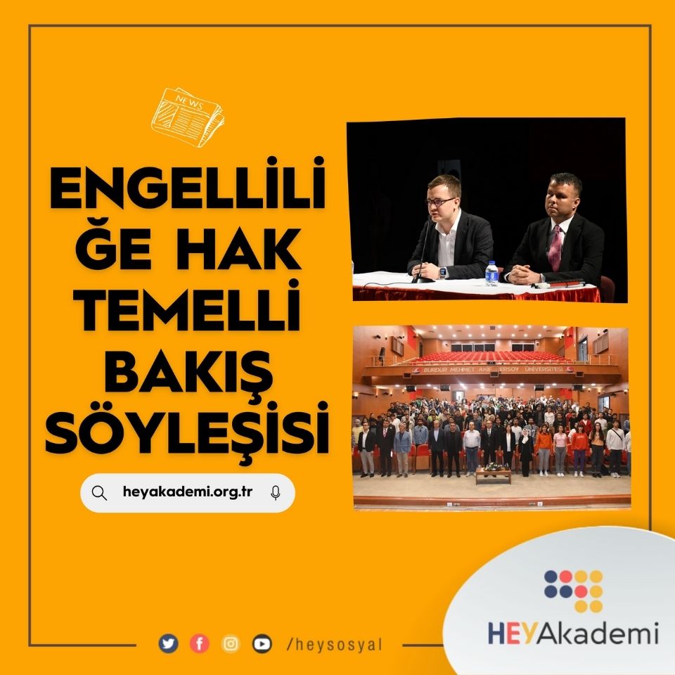 Görselin sol orta bölümünde, haber başlığı yer almaktadır, Görselin sağ orta bölümünde, etkinlik ile ilgili görseller yer almaktadır, Görselin sağ alt köşesinde, HEY Akademi, logosu, logonun tam karşısında, heysosyal, sosyal medya ikonları yer almaktadır.